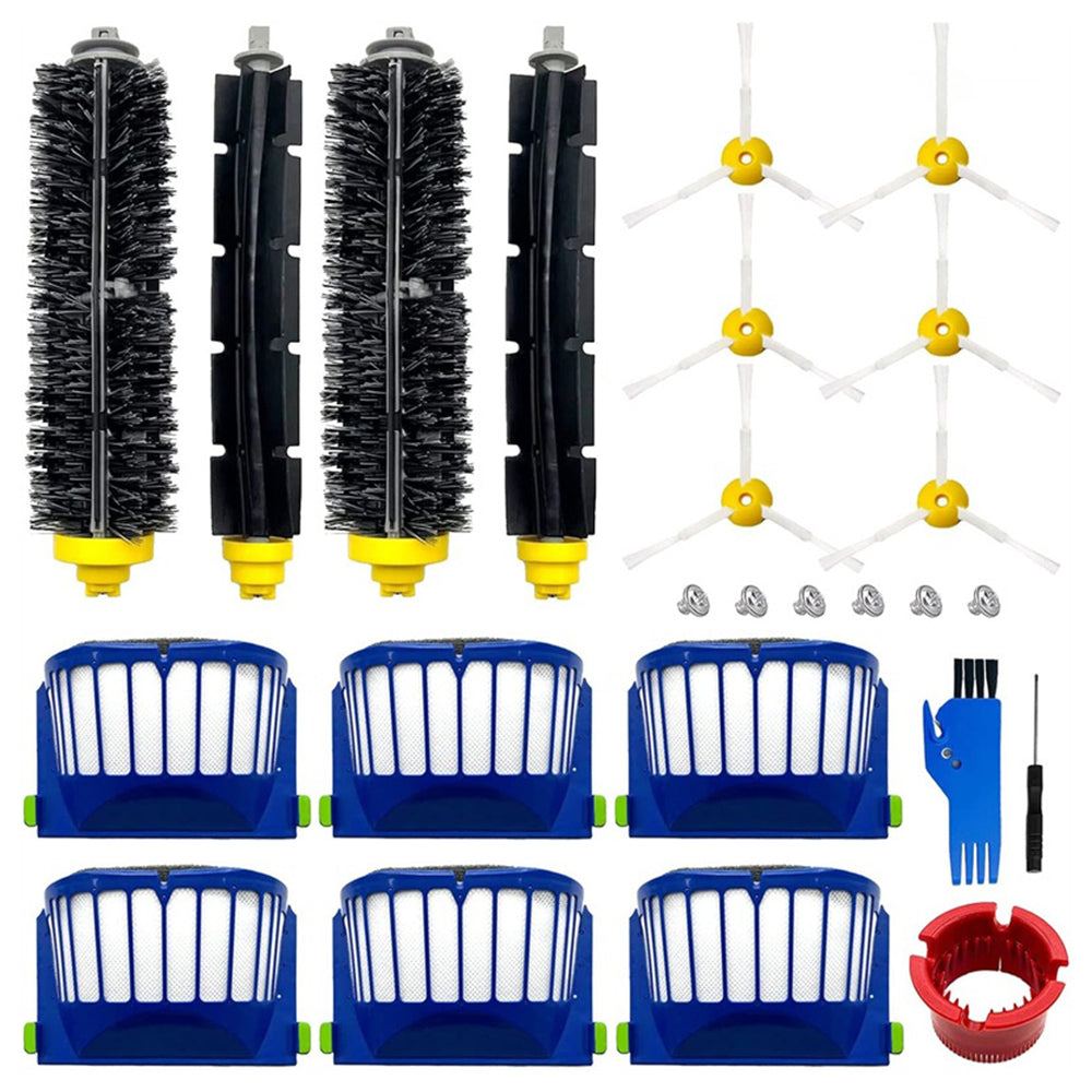 1 Set For iRobot Series 600 Replacement Kit (2 PairsxMain Brush+6xFilter+6xSide-Edge Brush+3 Cleaning Tools) 1 Set For iRobot Series 600 Replacement Kit (2 PairsxMain Brush+6xFilter+6xSide-Edge Brush+3 Cleaning Tools)
